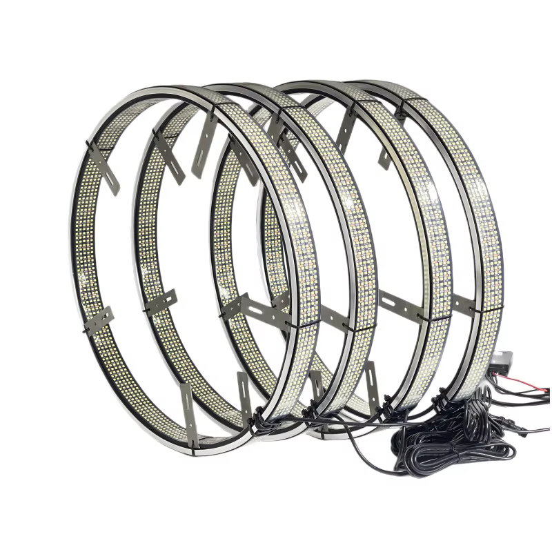 Aluminum ring with the LED strip sealed under a silicone sleeve